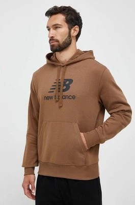 Zdjęcie produktu New Balance bluza męska kolor brązowy z kapturem z nadrukiem