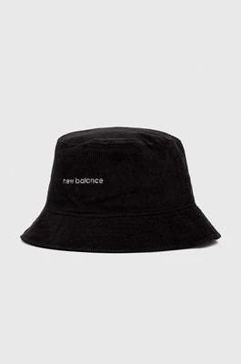 Zdjęcie produktu New Balance kapelusz sztruksowy kolor czarny bawełniany