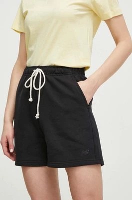 Zdjęcie produktu New Balance szorty bawełniane WS41508BK kolor czarny gładkie medium waist