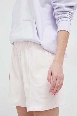 Zdjęcie produktu New Balance szorty bawełniane kolor różowy gładkie high waist