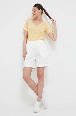 Zdjęcie produktu New Balance szorty damskie kolor biały gładkie high waist