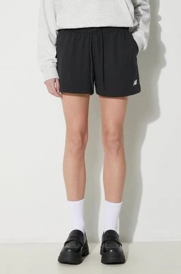 Zdjęcie produktu New Balance szorty French Terry Short damskie kolor czarny gładkie high waist WS41500BK