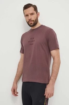Zdjęcie produktu New Balance t-shirt bawełniany MT41519LIE męski kolor fioletowy z nadrukiem MT41519LIE