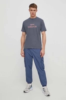 Zdjęcie produktu New Balance t-shirt bawełniany MT41582GT męski kolor szary z nadrukiem MT41582GT