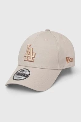 Zdjęcie produktu New Era czapka z daszkiem bawełniana kolor beżowy z aplikacją LOS ANGELES DODGERS