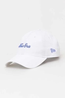 Zdjęcie produktu New Era czapka z daszkiem bawełniana kolor biały z aplikacją