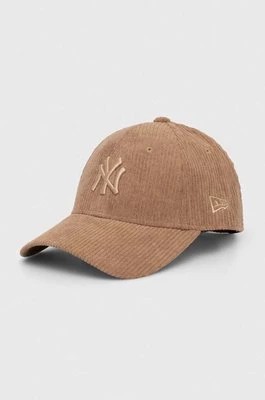 Zdjęcie produktu New Era czapka z daszkiem sztruksowa kolor brązowy z aplikacją NEW YORK YANKEES