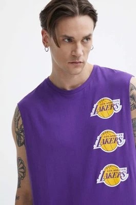 Zdjęcie produktu New Era t-shirt bawełniany męski kolor fioletowy LOS ANGELES LAKERS