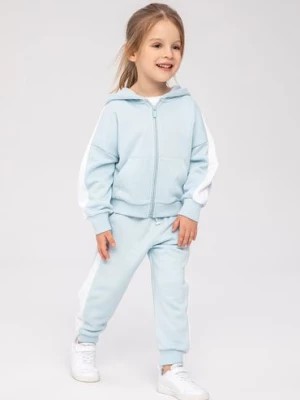 Zdjęcie produktu Niebieska bluza dresowa rozpinana dla dziewczynki z paskami Minoti