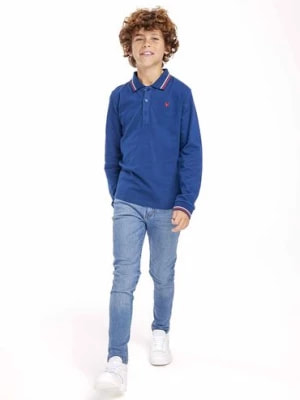 Zdjęcie produktu Niebieska bluzka polo chłopięca z długim rękawem Minoti