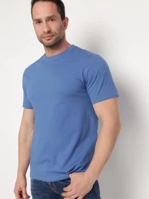 Zdjęcie produktu Niebieska Koszulka T-shirt Bawełniany z Krótkim Rękawem Ereena
