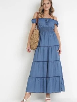 Zdjęcie produktu Niebieska Rozkloszowana Sukienka Hiszpanka z Falbankami Armonie
