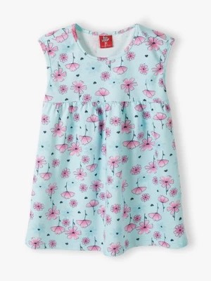 Zdjęcie produktu Niebieska sukienka dziewczęca w różowe kwiatki Bee Loop