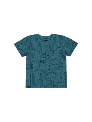 Zdjęcie produktu Niebieski bawełniany t-shirt chłopięcy we wzory Quimby