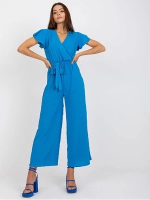 Zdjęcie produktu Niebieski kombinezon damski z krótkim rękawem RUE PARIS