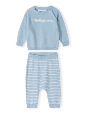 Zdjęcie produktu Niebieski komplet niemowlęcy z bawełny- bluzka i legginsy- Hello little one Minoti