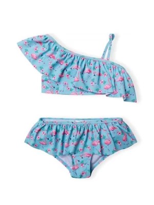 Zdjęcie produktu Niebieski kostium kąpielowy dwuczęściowy z flamingami Minoti