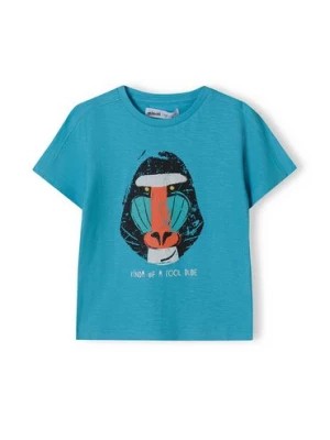 Zdjęcie produktu Niebieski t-shirt bawełniany niemowlęcy z nadrukiem Minoti