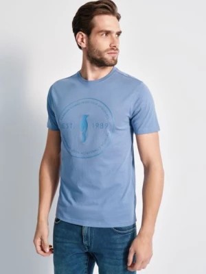 Zdjęcie produktu Niebieski T-shirt męski z logo marki OCHNIK