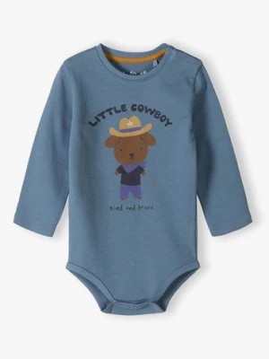 Zdjęcie produktu Niebieskie bawełniane body niemowlęce z długim rękawem - LITTLE COWBOY 5.10.15.