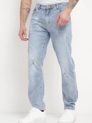 Zdjęcie produktu Niebieskie Jeansy Skinny z Przetarciami i Wsuwanymi Kieszeniami Faroria