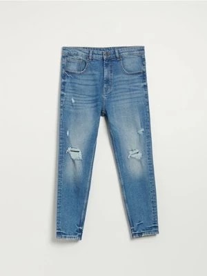 Zdjęcie produktu Niebieskie jeansy slim fit z efektem sprania i przetarciami House