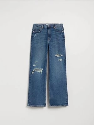Zdjęcie produktu Niebieskie jeansy wide leg z przetarciami House