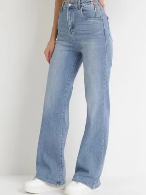 Zdjęcie produktu Niebieskie Jeansy z Szerokimi Nogawkami i Wysokim Stanem w Pasie Faerena