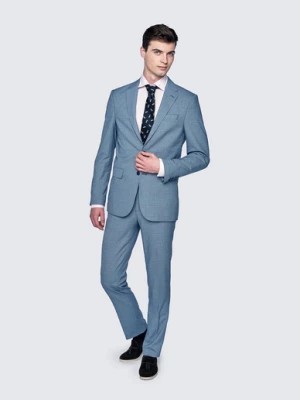 Zdjęcie produktu Niebieskie męskie spodnie garniturowe w kratkę Pako Lorente