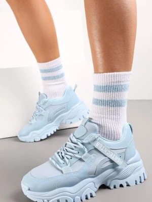 Zdjęcie produktu Niebieskie Sneakersy na Grubej Podeszwie z Dekoracyjną Taśmą Ilkins