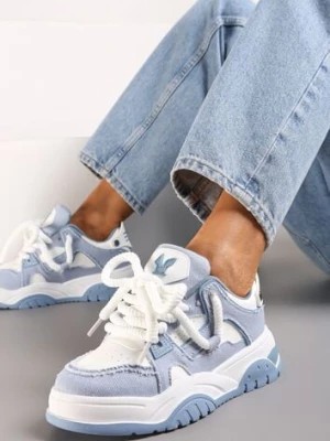 Zdjęcie produktu Niebieskie Sneakersy na Niskiej Platformie z Grubymi Sznurówkami Nerisses