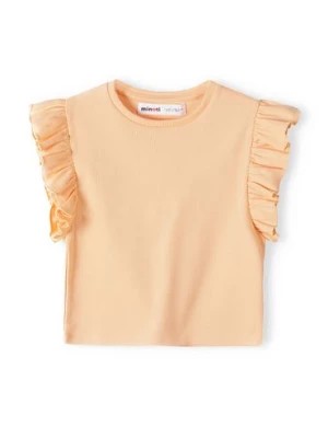 Zdjęcie produktu Niemowlęca bluzka z krótkim rękawem i falbanką- pomarańczowa Minoti