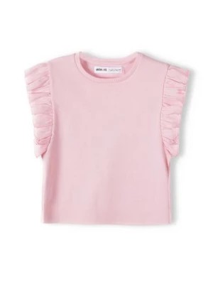 Zdjęcie produktu Niemowlęca bluzka z krótkim rękawem i falbanką- różowa Minoti