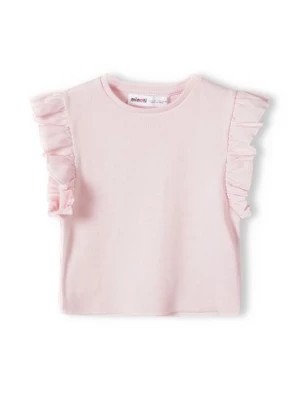 Zdjęcie produktu Niemowlęca bluzka z krótkim rękawem i falbanką- różowa Minoti