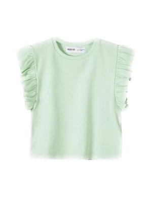 Zdjęcie produktu Niemowlęca bluzka z krótkim rękawem i falbanką- zielona Minoti