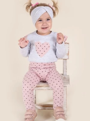 Zdjęcie produktu Niemowlęce dziewczęce legginsy różowe w serduszka Nicol