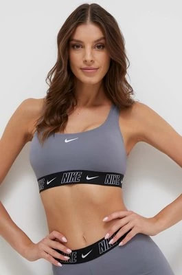 Zdjęcie produktu Nike biustonosz kąpielowy Logo Tape kolor szary lekko usztywniona miseczka