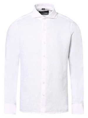 Zdjęcie produktu Nils Sundström Męska koszula lniana Mężczyźni Slim Fit len biały jednolity,