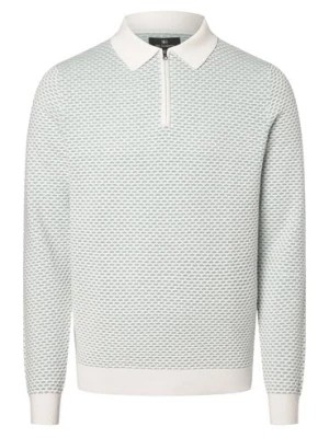 Zdjęcie produktu Nils Sundström Męski sweter Mężczyźni Bawełna biały|zielony wypukły wzór tkaniny,