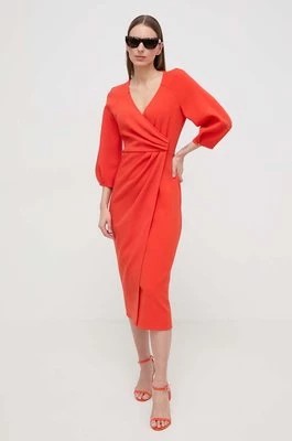 Zdjęcie produktu Nissa sukienka kolor pomarańczowy midi rozkloszowana RZ14824