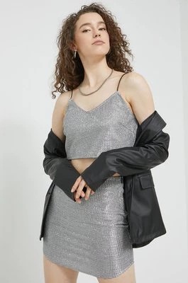 Zdjęcie produktu Noisy May spódnica Glitter kolor srebrny mini ołówkowa