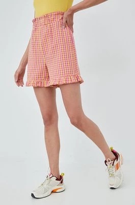 Zdjęcie produktu Noisy May szorty damskie kolor fioletowy wzorzyste high waist