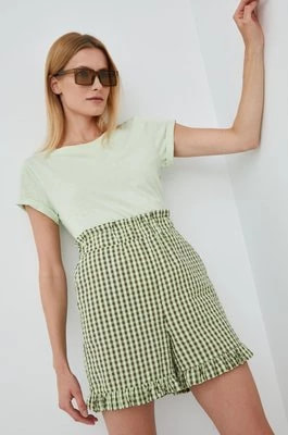 Zdjęcie produktu Noisy May szorty damskie kolor zielony wzorzyste high waist