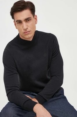 Zdjęcie produktu North Sails sweter z domieszką wełny męski kolor czarny lekki z półgolfem