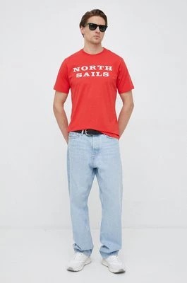 Zdjęcie produktu North Sails t-shirt bawełniany kolor czerwony z nadrukiem