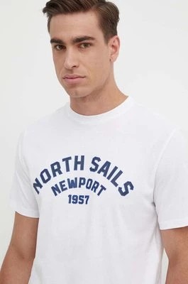 Zdjęcie produktu North Sails t-shirt bawełniany męski kolor biały z nadrukiem 692988