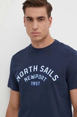 Zdjęcie produktu North Sails t-shirt bawełniany męski kolor granatowy z nadrukiem 692988