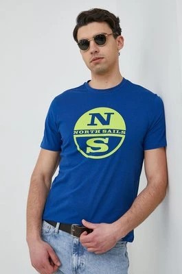 Zdjęcie produktu North Sails t-shirt bawełniany męski kolor niebieski z nadrukiem