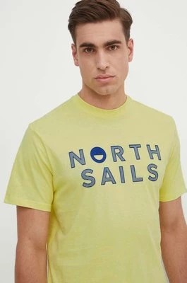Zdjęcie produktu North Sails t-shirt bawełniany męski kolor żółty z aplikacją 692973