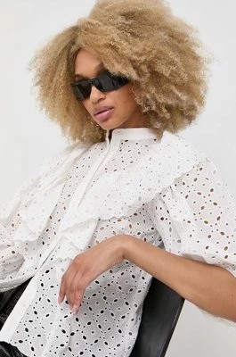 Zdjęcie produktu Notes du Nord koszula bawełniana Honey damska kolor biały regular ze stójką